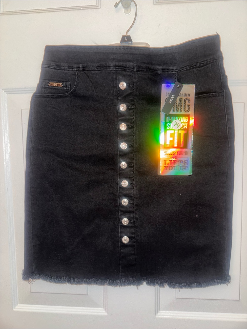 Coco + Carmen medium 8-10 black elastic waist denim skirt nwt